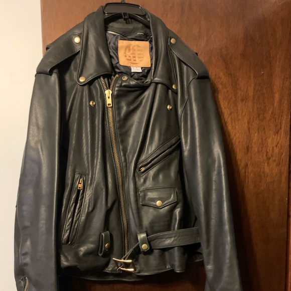 Kerr Jackets & Coats Mens Kerr Leather Motorcycle Jacket With Zip